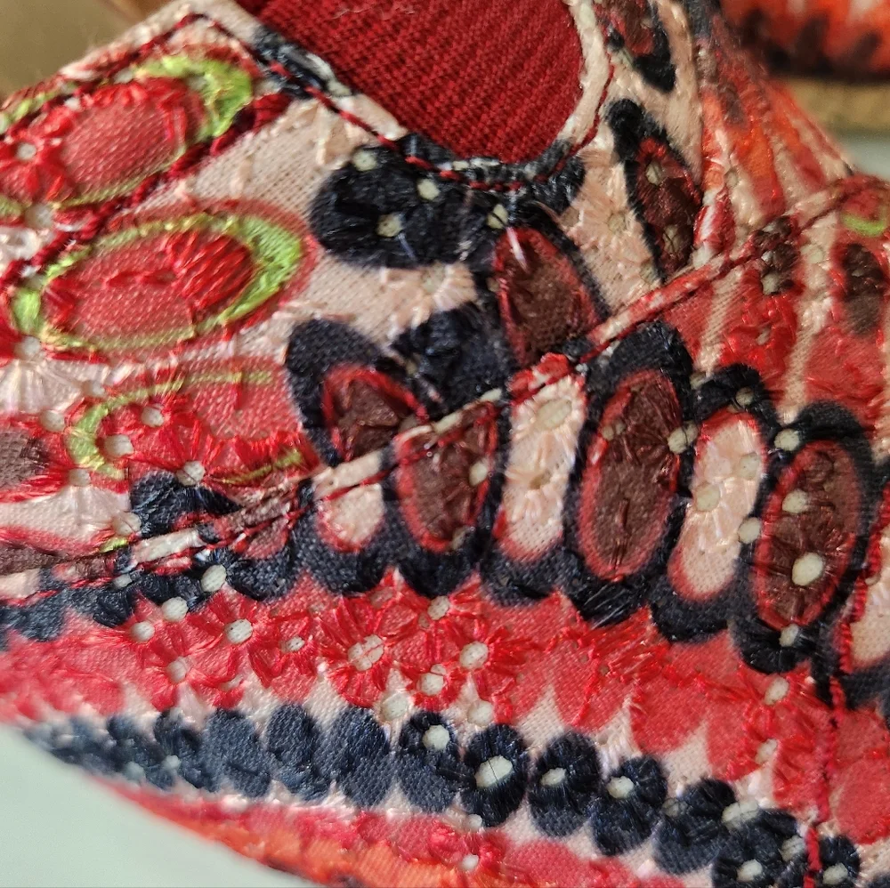 Faded Glory Cork Colorful Peep Toe Wedge size 9.5